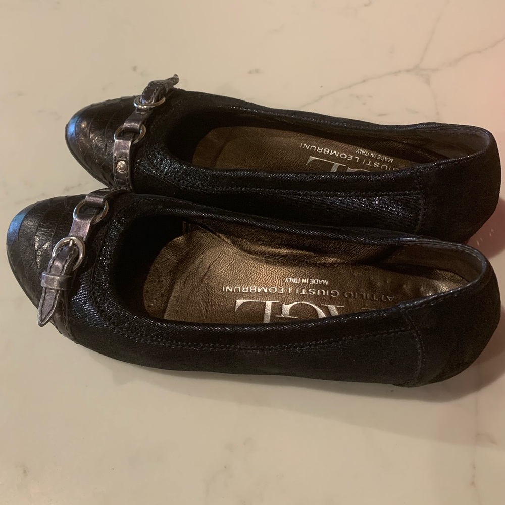 AGL ballet flats black with silver sparkle 34